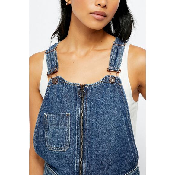 We The Free Cotton Denim Zip Up Overalls - Picture 4 of 9
